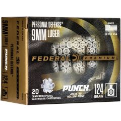 Federal Personal Defense Punch 9mm Luger 20rd Ammo